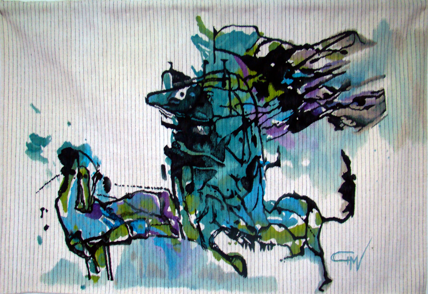 Cai verzi pe pereți - 140 x 160cm Tehnica haute-lisse