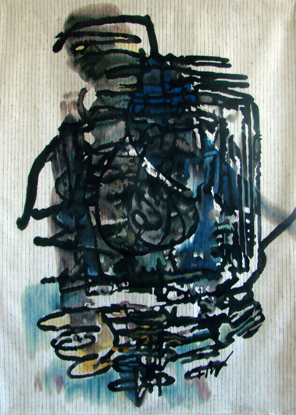 Omul pește - 160x120cm Tehnica haute-lisse
