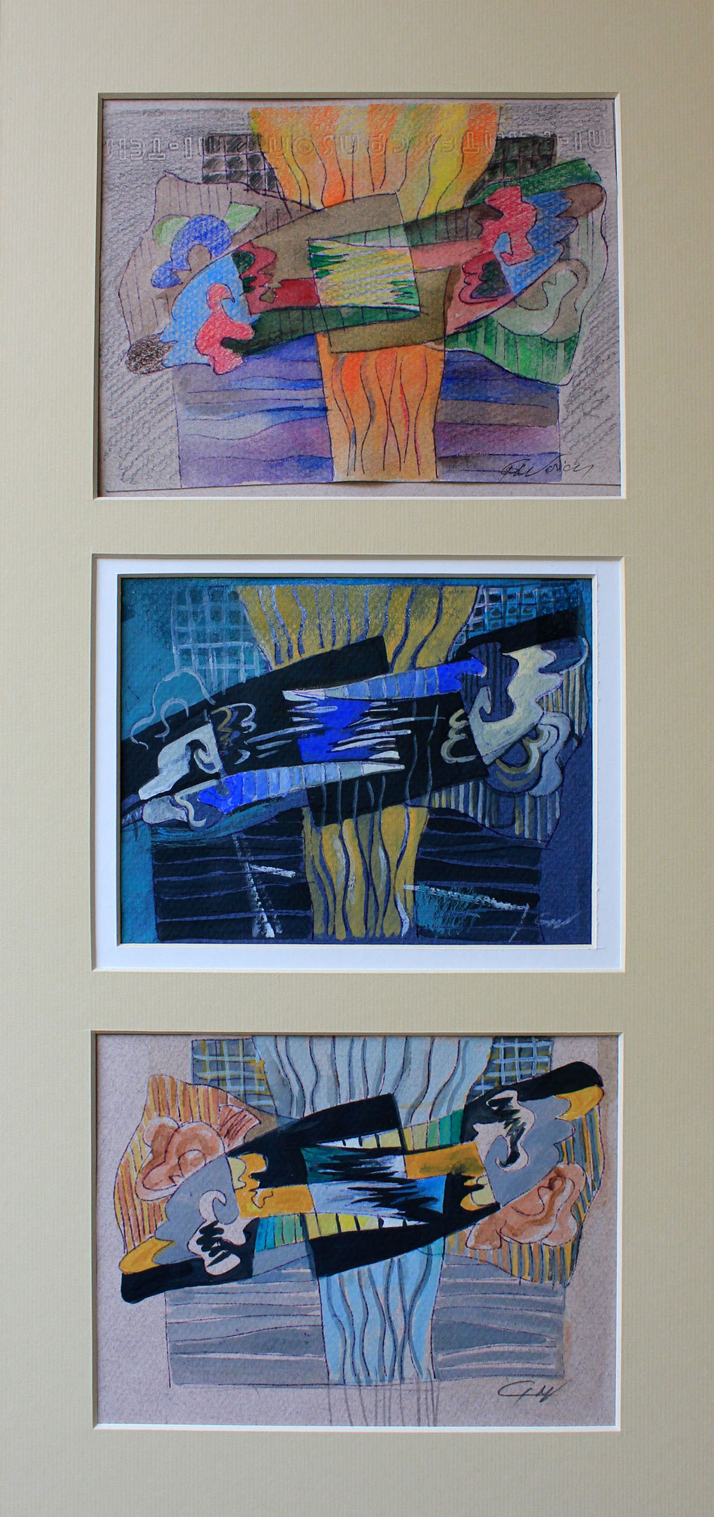 Triptic (studiu) 50x22cm Acuarelă