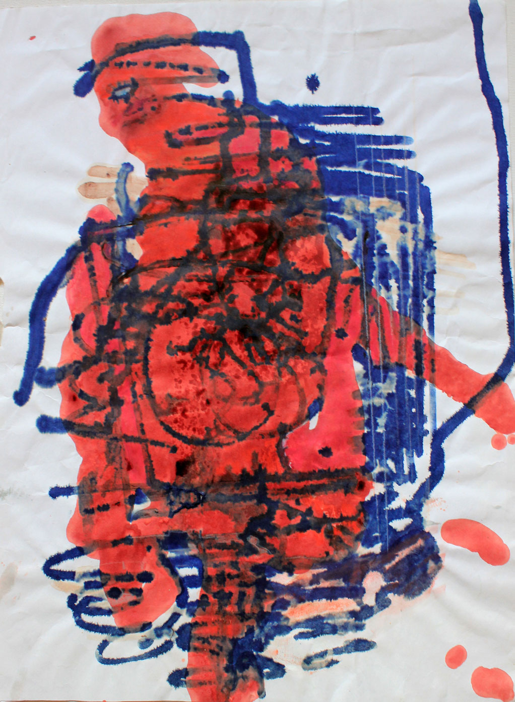 Omul pește II (studiu) 420x297mm Tuș colorat