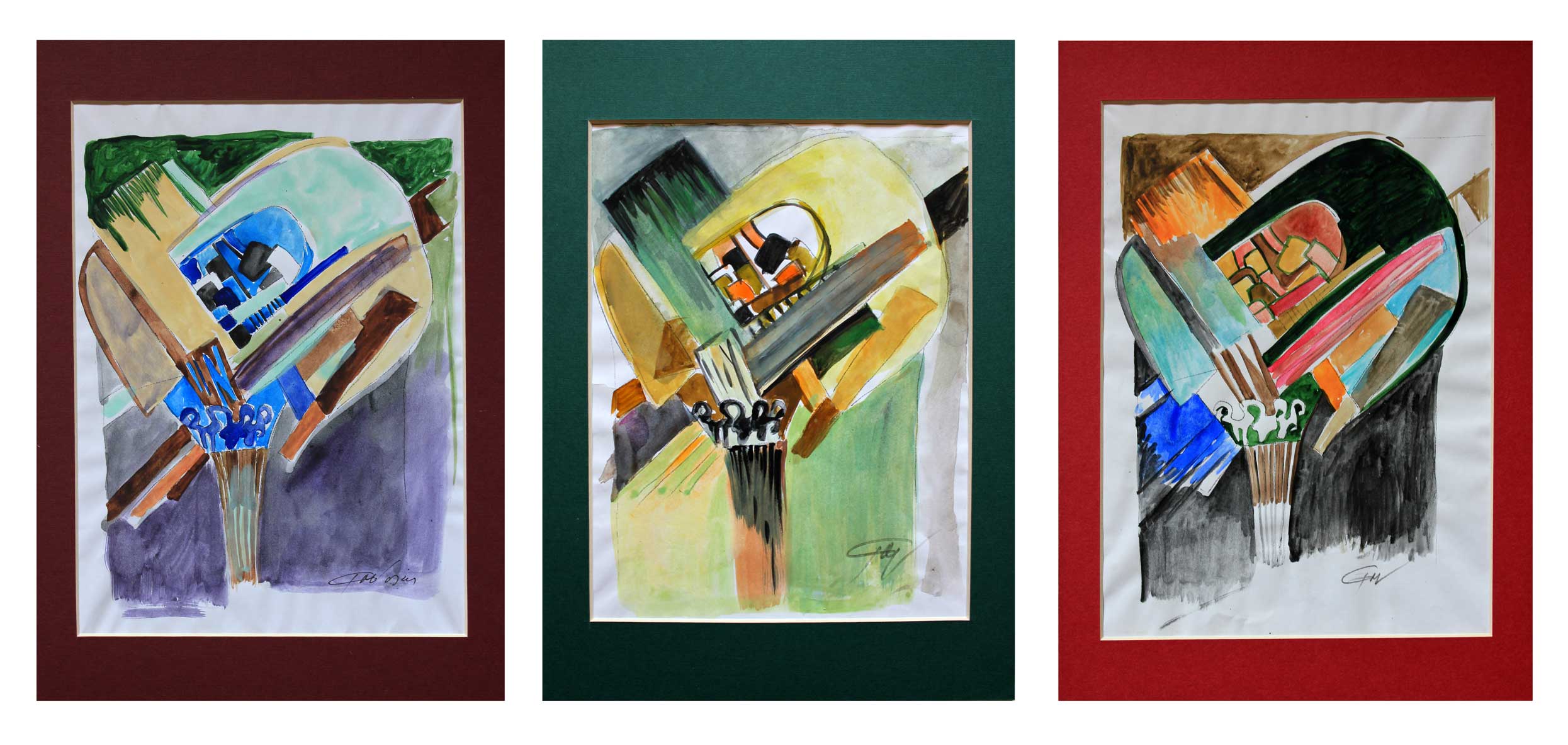 Florală III , V , VIII (studiu) Acuarelă